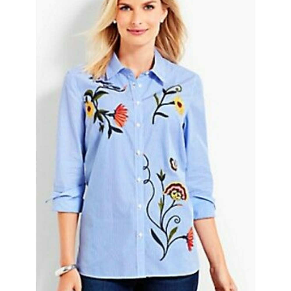 NEW *TALBOTS* EMBROIDERED Striped SHIRT